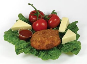 a plated panzarotti with tomatoes and cheese